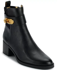 Donna Karan New York Thompson Black Wedge Heel Leather Bootie Size 5M - Picture 1 of 5