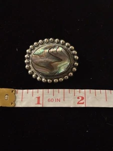 Vintage 925 Sterling Silver & Abalone Brooch c1950s JLF Jose Luis Flores Mexico - Picture 1 of 4
