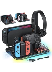 Charging Dock & Orgainzer for Nintendo Switch 2/1/OLED Joycon, Storage Station  - Picture 1 of 8