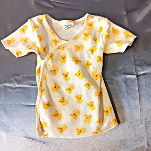 RARO DE COLECCIÓN 70s 80s Carters Bebé Infante Camisa Envolvente Blanco Amarillo Oso 6 Meses EE. UU. - Imagen 1 de 7