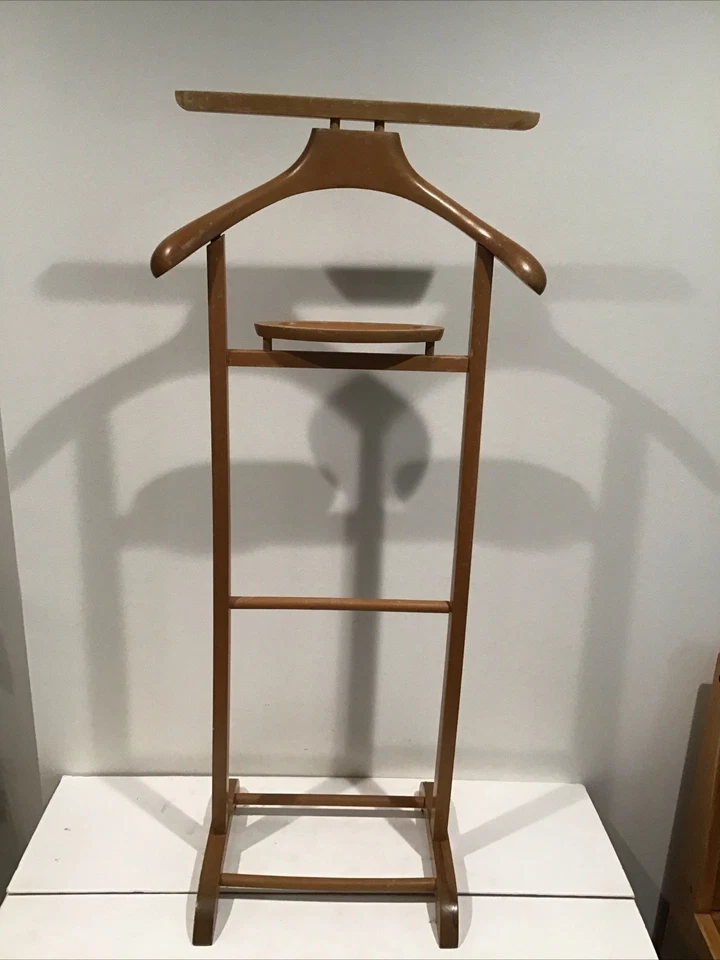 Vintage SPQR Made in Italy Wood Valet Butler Stand Light Blonde Color 42" Tall - Image 1 of 4