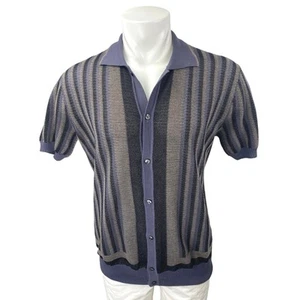 Christian Kimber Men's Brown Wool Wool Short Sleeve Button Down Polo Sweater XL - Picture 1 of 4