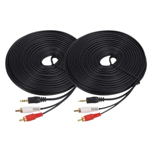 2 pezzi TSR3,5mm maschio a 2RCA jack 15M cavo AUX audio nucleo rame - Foto 1 di 5