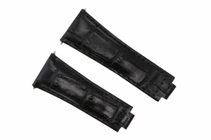 LEATHER STRAP ITALIAN FOR ROLEX DAYTONA 16520 116519 116520 116523  SMALL BLACK - Picture 1 of 6