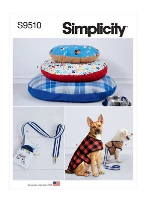 SIMPLICITY 9510 DOG COATS BEDS VEST HARNESS Sewing Pattern Sizes 16" - 23" Neck - Image 1 of 4
