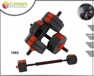 SET 2 MANUBRI E DISCHI KIT PALESTRA 10KG PESI BILANCIERE FITNESS 5 KG A MANUBRIO - Imagen 1 de 3