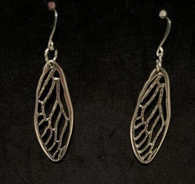 古董银色开叶吊坠耳环带银盘耳线全新手工制作 — 第 1/3 张图片