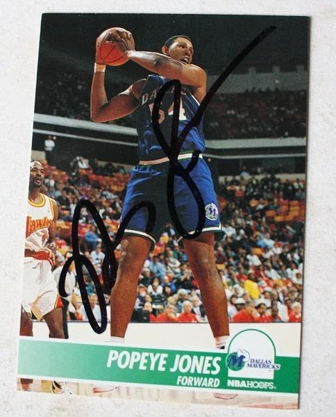 Dallas Mavericks Forward Ronald Popeye Jones Autographed 1994 NBA Hoops Card - - Image 1 of 1