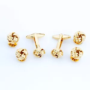 MRCUFF Gold Knoten Manschettenknöpfe & Nieten Set 2 Manschettenknöpfe und 4 Hemdnieten Großpackung - Bild 1 von 3