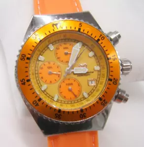TECHNOMARINE CHRONOGRAPH WRIST WATCH WORKING ORANGE BEZEL & DIAL - Picture 1 of 9