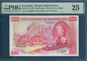 Seychelles British Administration 100 Rupees, 1973, P 18d, PMG 25 VF - Picture 1 of 2
