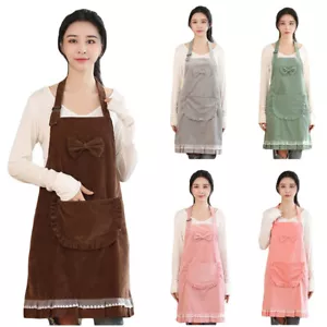 Frauen Schleife Esszimmer Bar Schürze mit Tasche Zuhause Küche Kochen Verstellbare Schürzen - Bild 1 von 11