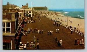 Asbury Park NJ Boardwalk Convention Hall People Sand Beach VTG Unused Postcard - Picture 1 of 5