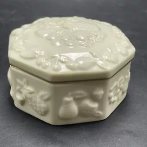 Lenox Fruits Of Life Trinket Box Creamy White w Gold Trim Octagon Pineapples - Picture 1 of 11