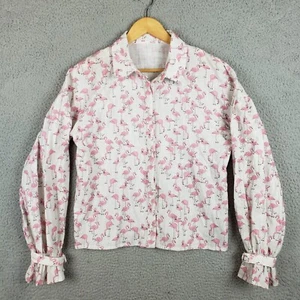 Blackmilk Flamingo Go Puff Sleeve Shirt BUTTON Blouse Size 10 Aust = 6 US NWT - Picture 1 of 8
