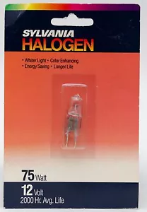 TWO (2) Sylvania 75w 12V T4 2-Pin Clear Single Ended Quartz Halogen Bulbs 58665 - Picture 1 of 2