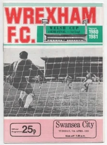 Apr 81 WREXHAM v SWANSEA CITY Welsh Cup semi final 1st leg - Picture 1 of 1