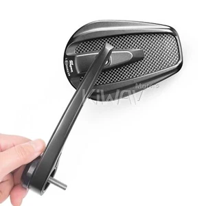 KiWAV Mamba Black Bar End Mirrors Carbon Fiber M8 for Kawasaki Z750 2004-2011 - Picture 1 of 12