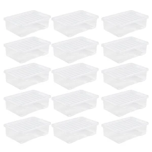 [Set of 24] 32 Litres Clear Plastic Storage Box with Lid Underbed Stackable Box - Picture 1 of 13