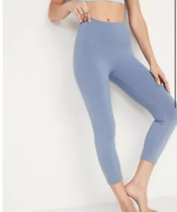 NWT old navy womens XLARGE blue powerpress active crop leggings - Picture 1 of 9