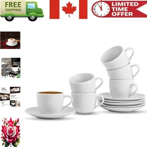 Dishwasher Safe 12-Piece Cappuccino Cups & Saucers Set – Chic White Design - Bild 1 von 9