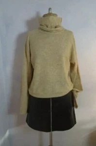 Blogger Rollkragenpullover Oversize weite Ärmel Size M Beige Wolle PIECES BNWT - Bild 1 von 6