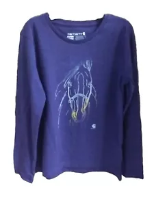 Carhartt Long Sleeve Purple Shirt Girls size 8 Horse 🐎🐎🐎 - Picture 1 of 3
