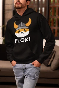 Floki Meme Coin Crypto Currency Kapuzensweatshirt - Bild 1 von 4