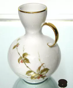 Vintage Albath Kaiser VASE SAKE KRUG Blattgold rote Beeren Henkel signiert Annelie - Bild 1 von 5