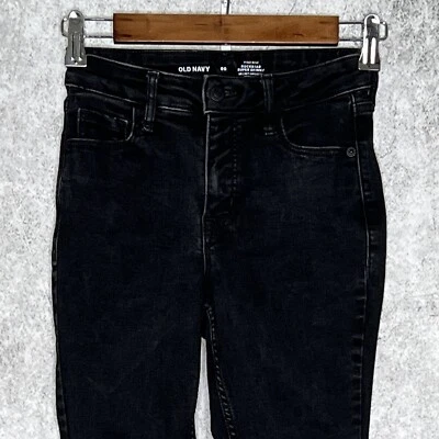 Jeans Old Navy Rockstar Mujer tiro alto súper ajustados talla 00 elásticos desteñidos negros Foto 1 de 4