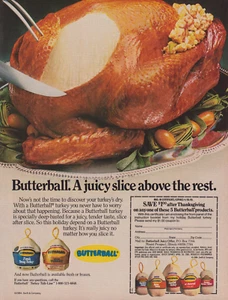 Butterball Turkey Vintage 1984 Revista Anuncio Impreso Acción de Gracias Cena Ahorro - Imagen 1 de 1