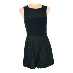 MARCS Playsuit Size AU 6 Eyelet Romper Cotton Silk Pockets Black - Picture 1 of 20