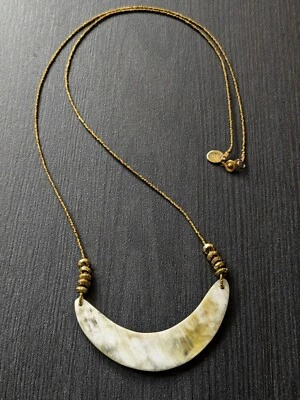 Akola Horn Necklace with Brass Beads African Tribal Style 36" Statement - Image 1 of 4