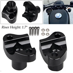 Black 1" Handlebar 1.7" Risers For Harley Dyna FXDB Softail Sportster Road King - Bild 1 von 14