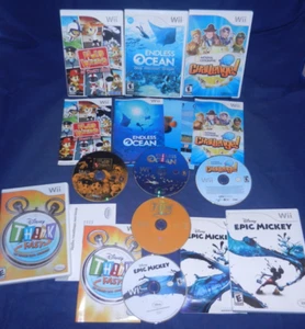 Wii; Help Wanted, Endless Ocean, Nat Geo Challenge,Disney Think Fast,Epic Mickey - Picture 1 of 5