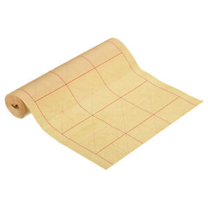 Maobian Xuan Paper Roll with 4" Grid, Half Raw Ripe Xuan, 164ft x 14in, Yellow