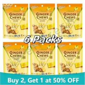 Prince of Peace Ingwer Kausnacks, Zitrone, Ingwer Süßigkeiten weiche Süßigkeiten 4 Unzen (6 Packungen) - Bild 1 von 4