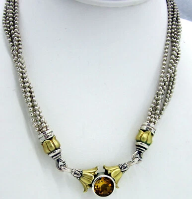 Collar Estate Lagos Caviar Plata Esterlina Oro 18K Citrino 72.1 Gramos Cadenas Foto 1 de 4