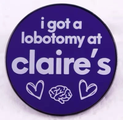 Claire’s Lobotomy Style 1pc Pin Rubber Backer Claire’s Brain Funny FREE SHIPPING - Image 1 of 4