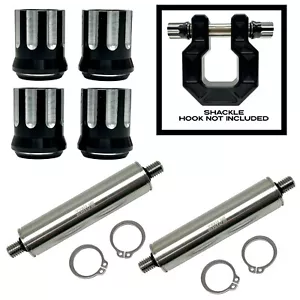 2 True Spike Bumper Recovery Shackle Tow Hook D Ring 3/4 Pins Machined Bk Silver - Picture 1 of 7