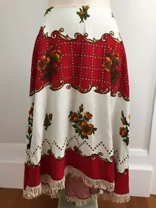 Vintage Upcycled Handmade Floral French Tablecloth Skirt Sz XL Boho Craftcore - Picture 1 of 21