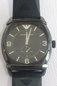 Emporio Armani ARO340 Black Dial Men's Watch Rubber Band NOS - Picture 1 of 5