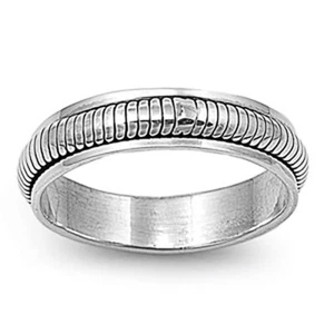 Men Women 6mm 925 Sterling Silver Oxidize Finish Domed Spinner Ring - Picture 1 of 4