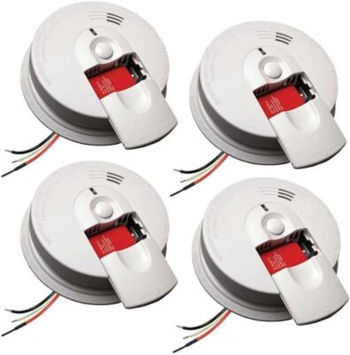Kidde 21007588 Hardwired Interconnectable 120-Volt Smoke Alarm, 4-Pack
