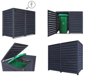 Mülltonnenbox Mülltonnenverkleidung anthrazit Holz bis 240L Mod. Hamburg - Bild 1 von 35