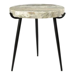 Moe's Home Collection Brinley 18" Round Marble Top Accent Table in Light Brown - Picture 1 of 5