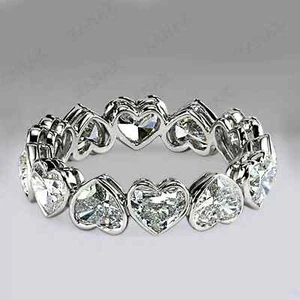 Fede Nuziale 5,00 CT Taglio Cuore Moissanite Eternità Completa Argento Sterling 925 - Foto 1 di 3