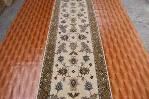 Beige Color High Twist Afghan Chobi Rug 2.6x8 Wool Oriental Rug Hand Knotted - Picture 1 of 6