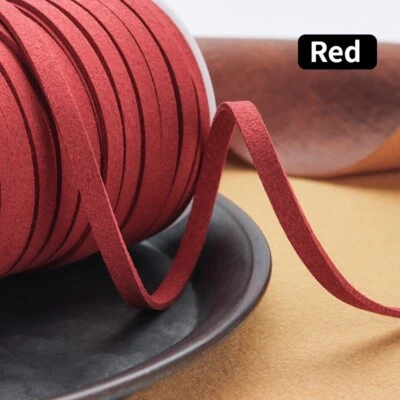 25yds 5mm Faux Leather Suede Cord Lace Flat Strap Thread Bead String DIY Sewing - Image 1 of 4