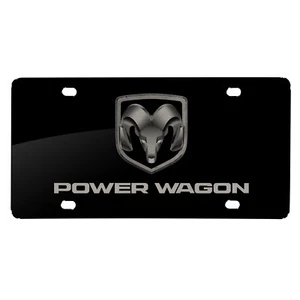 RAM Power Wagon Matt-Look Laser Mark Black Acrylic License Plate - Picture 1 of 5